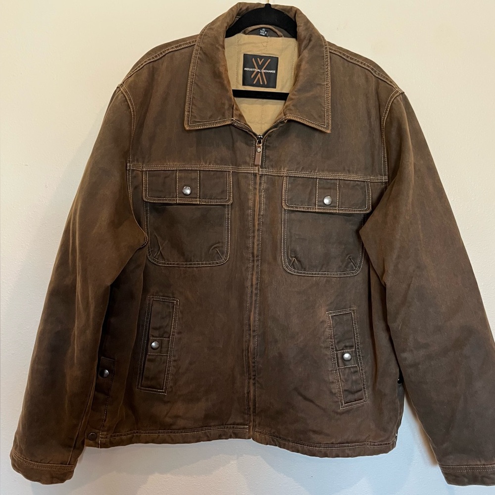 Industrial Exchange men’s brown cotton bomber barn coat like new size XL